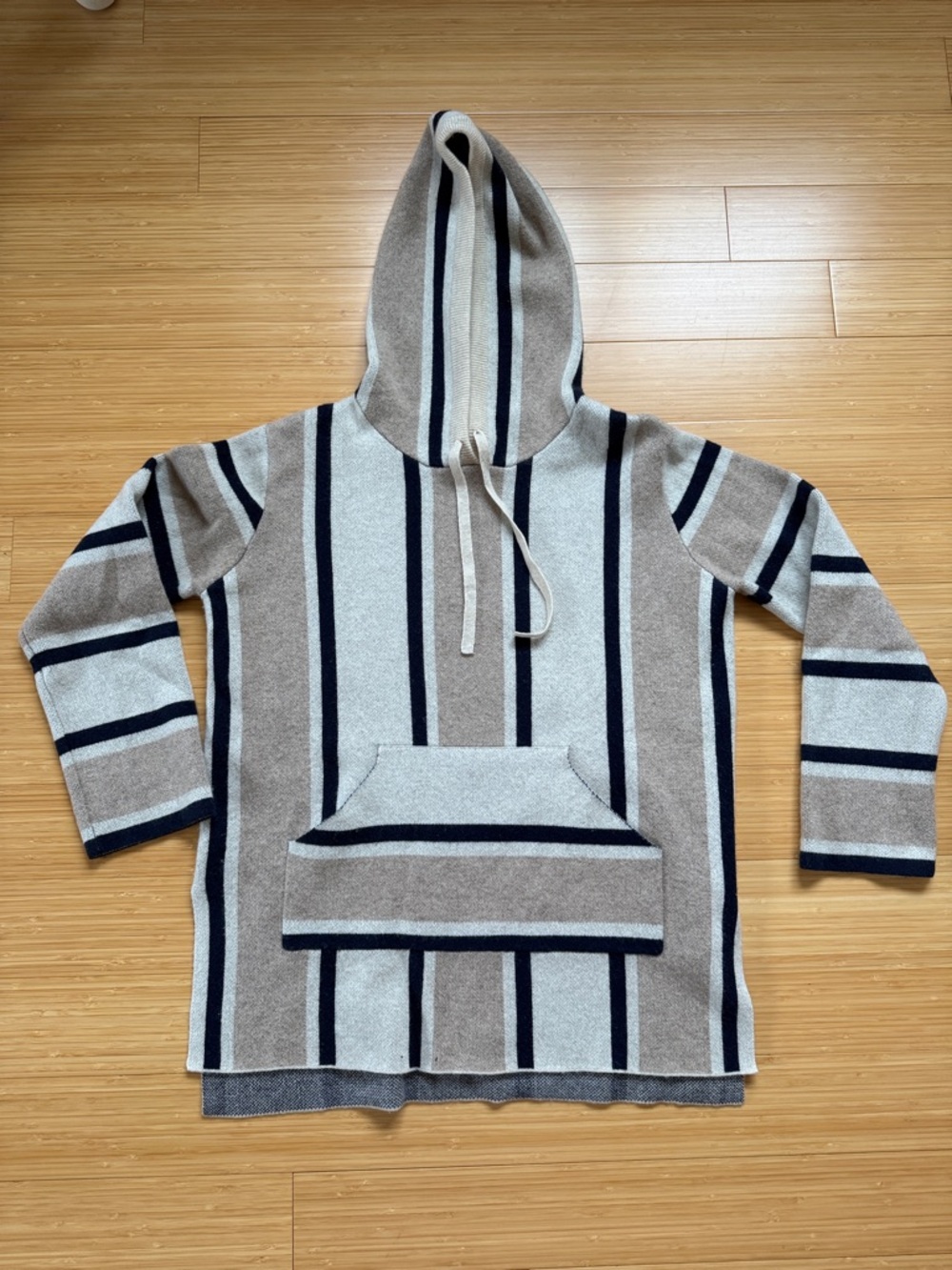 La Ligne Baja Striped Cashmere Hoodie In Heather Cream/heather Tan/navy size XS - Picture 4 of 13